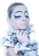 Extravagant woman with dress paper news.