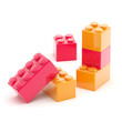 Toy construction brick blocks on white Toy construction brick blocks on white