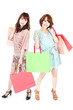 Beautiful shopping women. Portrait of asian women.