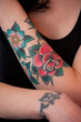 Flower Tattoo on Female Arm