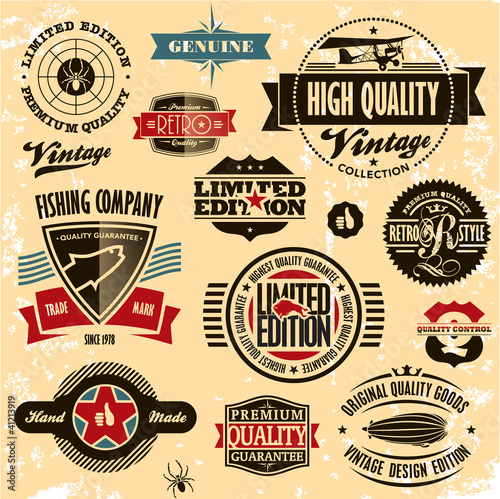 Vector: Retro style labels and badges vintage collection Retro style labels and badges vintage collection