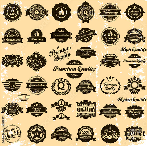 Vector: Premium Quality and High Quality Labels retro vintage Premium Quality and High Quality Labels retro vintage