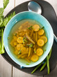 miso soup with green beans zucchinis and celery, vegetarian food miso soup with green beans zucchinis and celery, vegetarian food