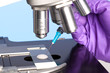 Embryology sample and microscope