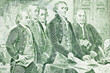 Two Dollar Bill Macro presenting of Declaration of Independence