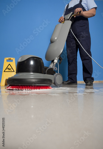 Photo: cleaning floor with machine cleaning floor with machine