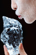 Frosted face and ice.