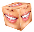 Woman smile cube collage.