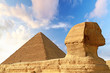 Sphinx and Pyramid of Chefren in Giza, Egypt