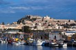 View from sea of Milazzo town in Sicily, Italy