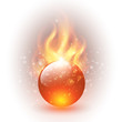 sphere with fire flames as vector background.