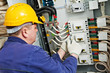 Electrician tighten the screws with spanner Electrician tighten the screws with spanner