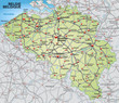 Landkarte von Belgien mit Autobahnen und Nachbarländern Landkarte von Belgien mit Autobahnen und Nachbarländern