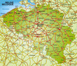 Landkarte von Belgien mit Autobahnen und Nachbarländern Landkarte von Belgien mit Autobahnen und Nachbarländern