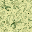 Pattern with freehand coffee leafs