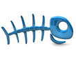 3d illustration of blue fish bone