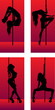Set of silhouettes dancing girls
