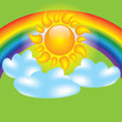 canvas print picture - Summer design elements sun clouds rainbow