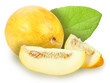 fresh yellow melon with green leaf fresh yellow melon with green leaf