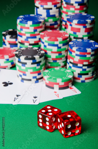 Photo: Casino concept with chips and cards Casino concept with chips and cards