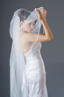 Bride in wedding dress in studio shooting