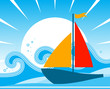 sailboat with waves