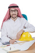 Young arab architect isolated on white Young arab architect isolated on white