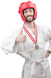 Karate fighter isolated on the white Karate fighter isolated on the white