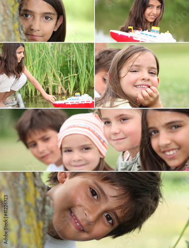 Foto: Montage of kids playing in the park Montage of kids playing in the park
