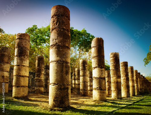 Photo: Chichen Itza, Columns in the Temple of a Thousand Warriors Chichen Itza, Columns in the Temple of a Thousand Warriors