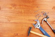 Instruments on wooden background Instruments on wooden background