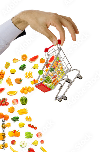 Photo: Food products flying out of shopping cart Food products flying out of shopping cart