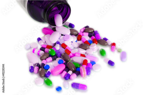 Photo: Drugs from the bottle (isolated) - other color Drugs from the bottle (isolated) - other color