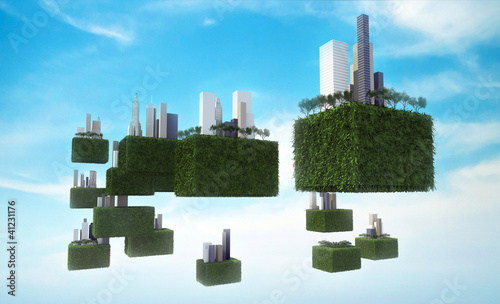 Illustration: Future sky city in the sky Future sky city in the sky