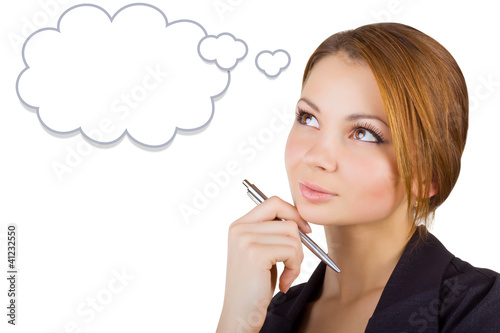 Photo: Beautiful young woman thinking Beautiful young woman thinking