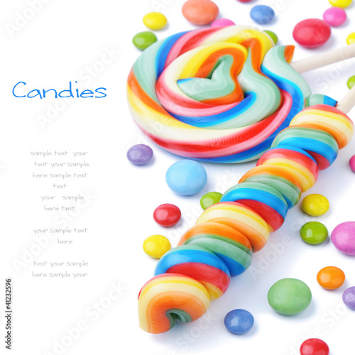 Photo: Colorful lollipops and smarties Colorful lollipops and smarties