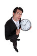 Man with a big clock.