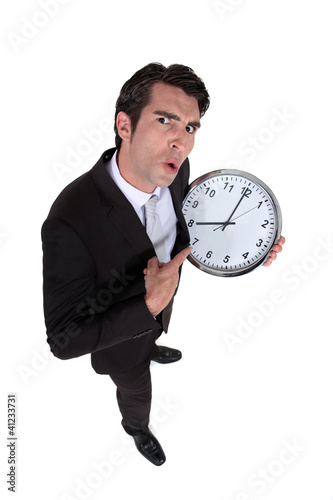 Man with a big clock.