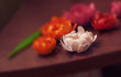 Photo of paper flowers stylized oil paints