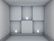 3d empty niches with spotlights for exhibit in the grey interior