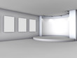3d empty niche with boxes and spotlights for exhibition