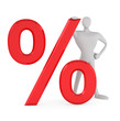 3d man with red percent sign
