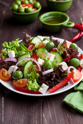 Photo: Mediterranean-style salad with feta and green olives Mediterranean-style salad with feta and green olives