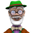 Funny doctor Aibolit face with unhealthy emotion