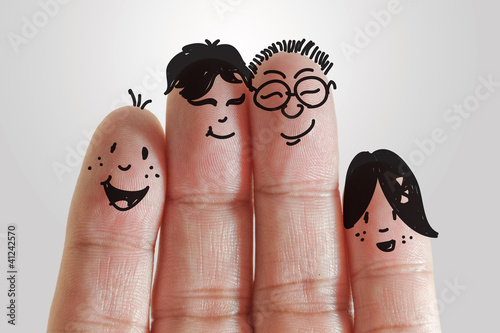 Illustration: painted smiley on human fingers painted smiley on human fingers