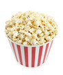 Popcorn in red and white cardboard box for cinema