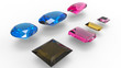 Gems over a white background
