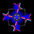 Color abstract composition with a stars and black background