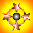 Color abstract composition with a stars and yellow background