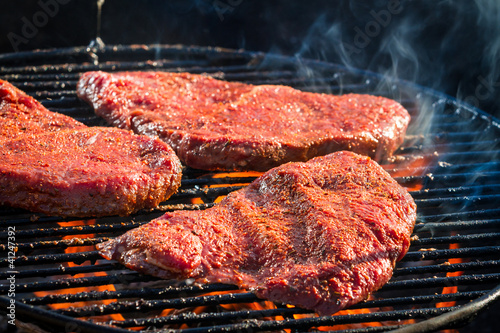 Photo: Grilled steak with fire toasted Grilled steak with fire toasted